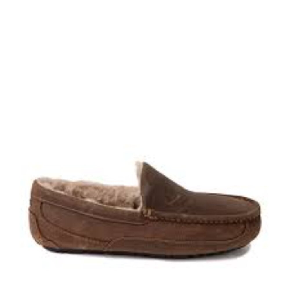 UGG Men's Ascot Matte Leather Slippers in Tan - Size 12